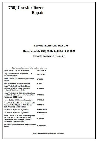 TM10295 - John Deere 750J Crawler Dozer Technical Service Manual
