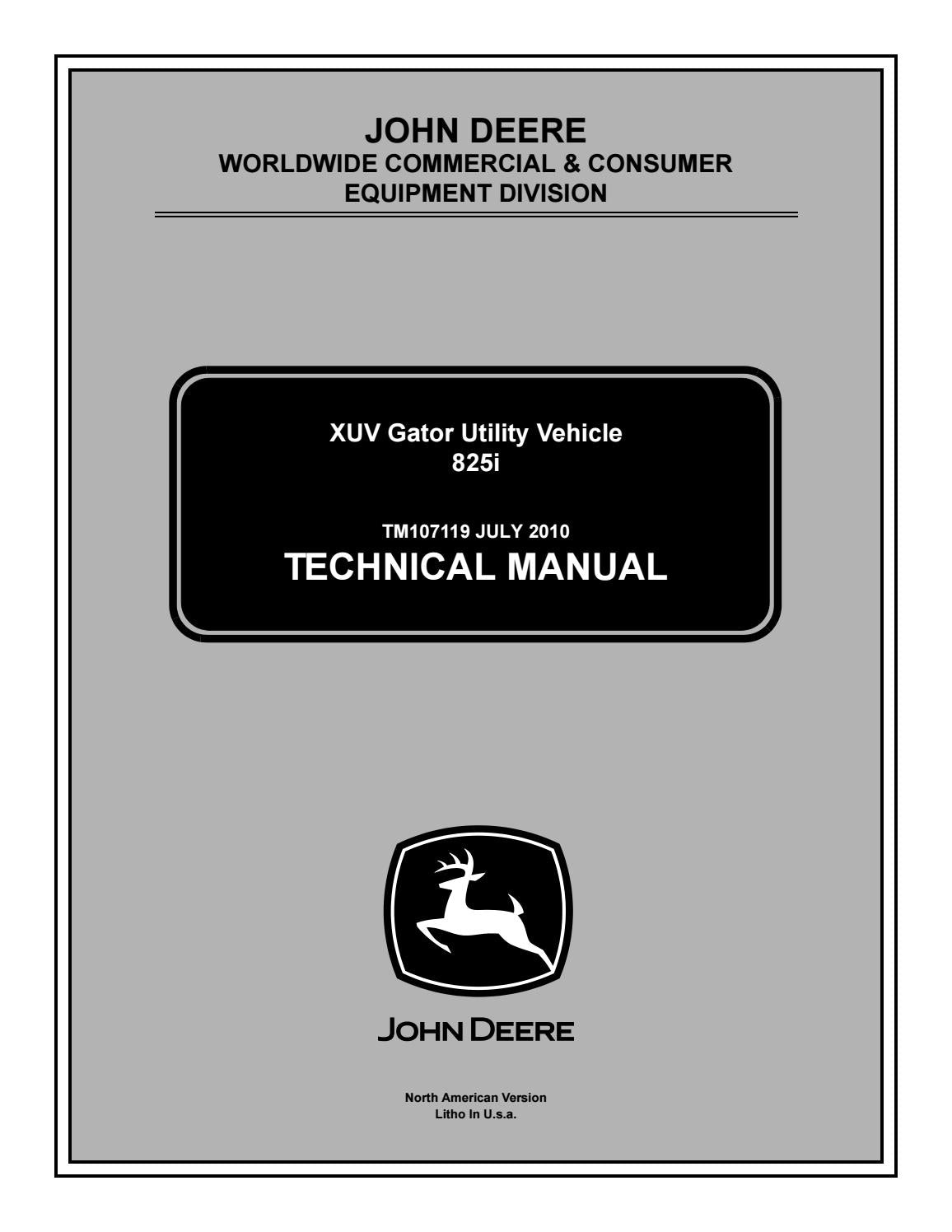 TM107119 - John Deere XUV 825i Gator Utility Vehicle Repair Service Manual