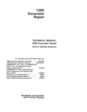 TM10737 - John Deere 120D Excavator Repair Service Manual