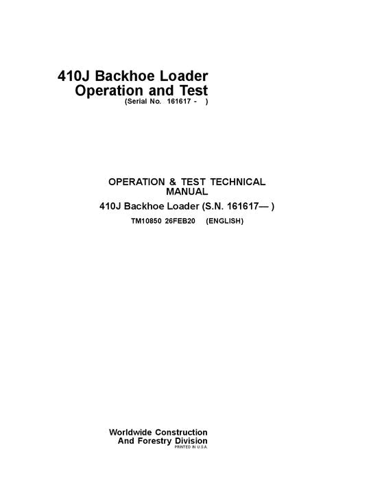 Pdf TM10850 John Deere 410J Backhoe Loader Diagnostic and Test Service Manual