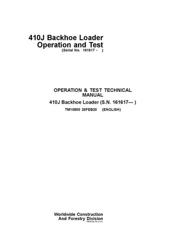 Pdf TM10850 John Deere 410J Backhoe Loader Diagnostic and Test Service Manual