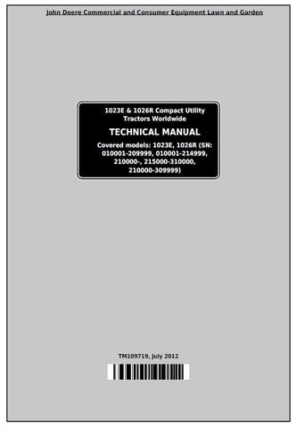 Pdf TM109719 John Deere 1023E & 1026R Worldwide Compact Utility Tractor Repair Service Manual