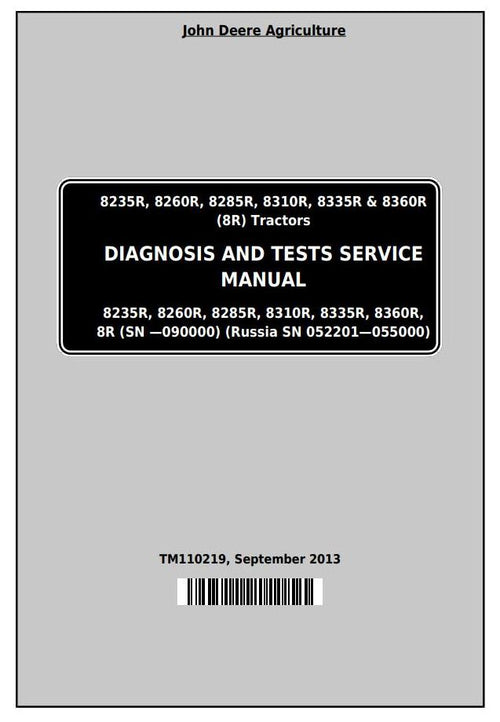 PDF TM110219 John Deere 8235R, 8260R, 8285R, 8310R, 8335R, 8360R Tractor Diagnosis and Test Service Manual