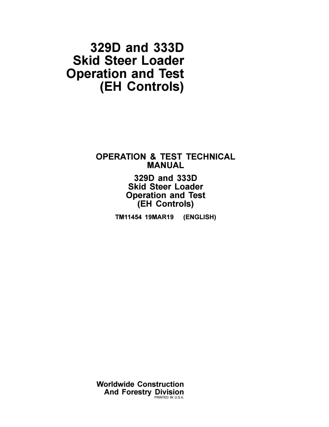 TM11454 - John Deere 329D, 333D Skid Steer Loader Diagnostic and Test Service Manual