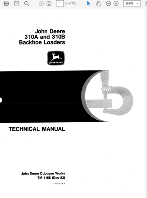 Pdf TM1158 John Deere 310A 310B Backhoe Loader Repair Service Manual