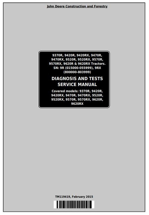 PDF TM119419 John Deere 9370R, 9420R, 9470R, 9520R, 9570R 9620R(X) Tractor Diagnosis, Operation and Test Service Manual