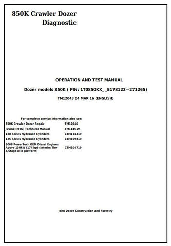 Pdf TM12043 John Deere 850K Crawler Dozer Diagnostic and Test Service Manual