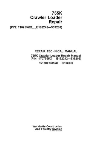 Pdf TM12052 John Deere 755K Crawler Loader Repair Service Manual