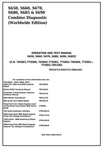 PDF TM120719 John Deere S650 S660 S670 S680 S685 S690 Combine Diagnostic and Test Service Manual