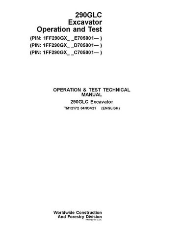 Pdf TM12172 John Deere 290GLC Excavator Diagnostic and Test Service Manual