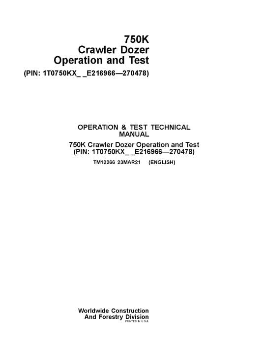 Pdf TM12266 John Deere 750K Crawler Dozer Diagnostic and Test Service Manual