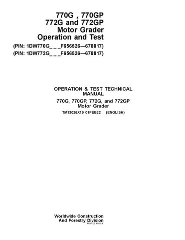 PDF TM13026X19 John Deere 770G, 770GP, 772G, 772GP Grader Operation and Test Service Manual