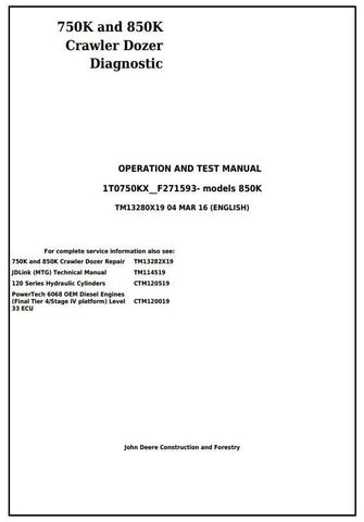 PDF TM13280X19 John Deere 750K and 850K Crawler Dozer Diagnostic and Test Service Manual