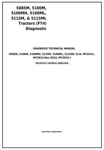 Pdf TM134219 John Deere 5085M 5100M 5100MH 5100ML 5115M 5115ML Tractor Diagnosis & Test Service Manual