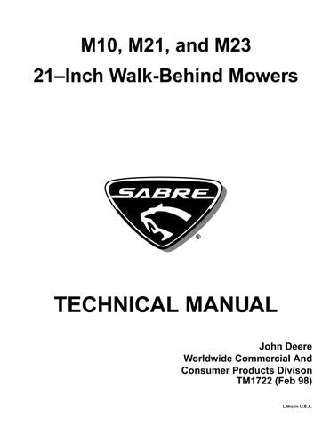 TM1722 - John Deere Sabre M10 M21 M23 Walk-Behind Mower Repair Service Manual