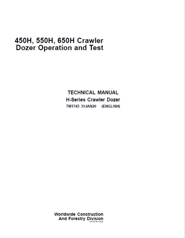 Pdf TM1743 John Deere 450H 550H 650H Crawler Dozer Diagnostic and Test Service Manual