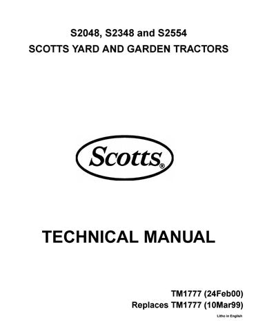 Pdf TM1777 John Deere S2048 S2348 S2554 Scotts Yard & Garden Tractor Repair Service Manual