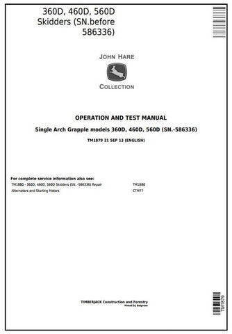 Pdf TM1879 John Deere Timberjack 360D, 460D, 560D Single Arch Grapple Skidder Diagnostic and Test Service Manual