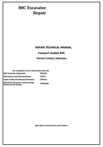 Pdf TM1939 John Deere 80C Excavator Repair Service Manual