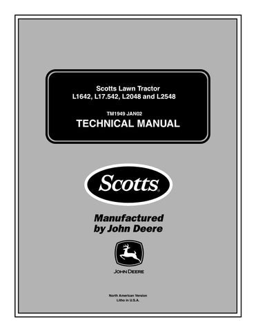 Pdf TM1949 John Deere Scotts L1642 L17.542 L2048 L2548 Lawn Tractor Repair Service Manual