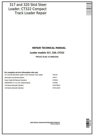 TM2152 - John Deere CT322 Skid Steer 317, 320 Compact Track Loader Service Manual