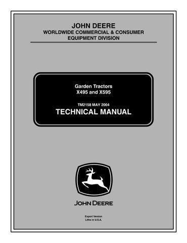 Pdf TM2158 John Deere X495 X595 Lawn & Garden Tractor Repair Service Manual