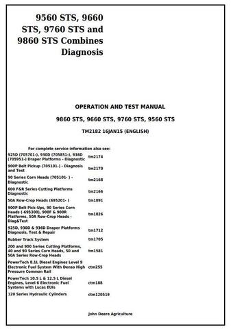 Pdf TM2182 John Deere 9560STS 9660STS 9760STS 9860STS Combine Diagnosis and Test Service Manual