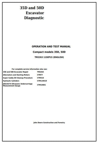 TM2263 - John Deere 35D 50D Compact Excavator Diagnostic and Test Service Manual