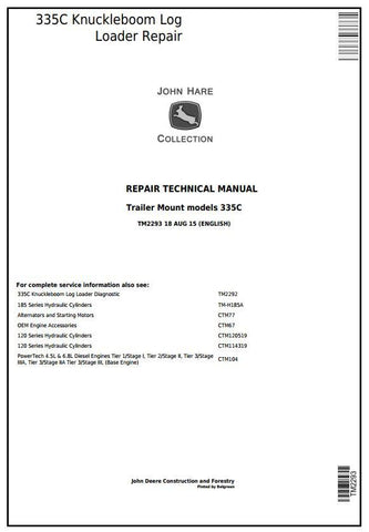 Pdf TM2293 John Deere Timberjack 335C Knuckleboom Trailer Mount Log Loader Repair Service Manual