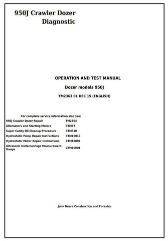 PDF TM2363 John Deere 950J Crawler Dozer Diagnostic and Test Service Manual