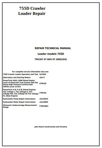 Pdf TM2367 John Deere 755D Crawler Loader Repair Service Manual