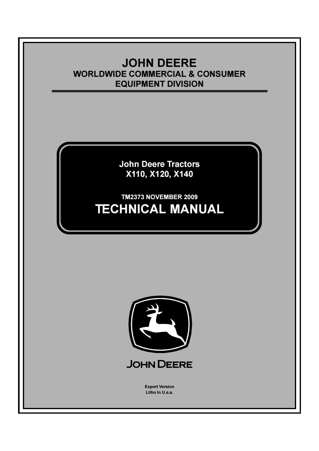 Pdf TM2373 John Deere X110 X120 X140 Lawn Tractor Repair Service Manual