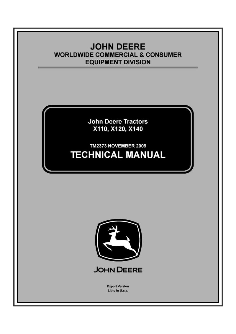 Pdf TM2373 John Deere X110 X120 X140 Lawn Tractor Repair Service Manual