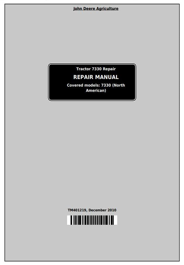 Pdf TM401219 John Deere Tractor 7330 2WD or MFWD Tractor Repair Service Manual