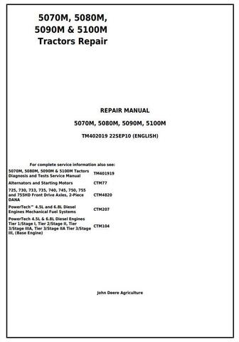 TM402019 - John Deere 5070M 5080M 5090M 5100M European Tractor Repair Service Manual