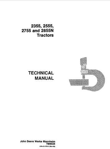 TM4434 - John Deere 2355, 2555, 2755, 2855N Tractor Repair Service Manual
