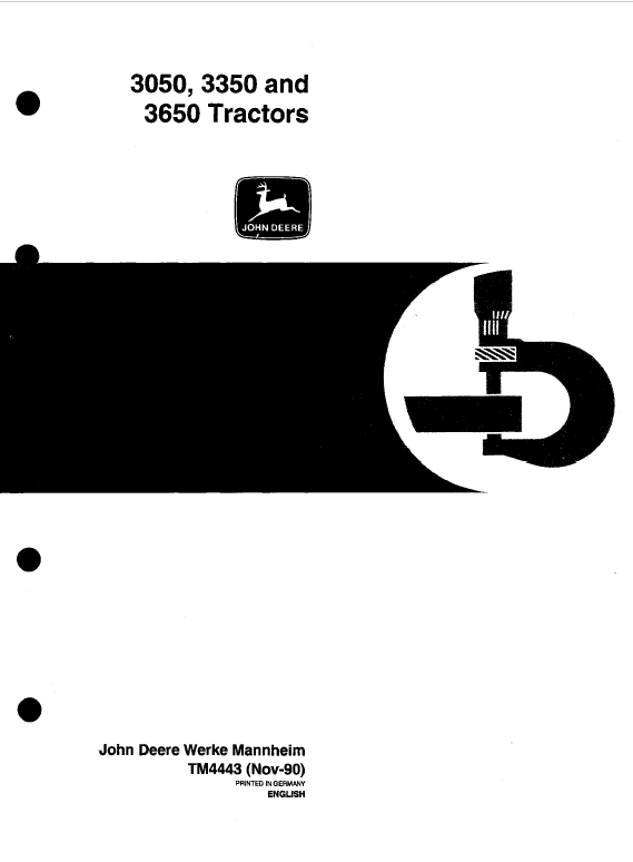 TM4443 - John Deere 3050 3350 3650 Tractor Repair Service Manual