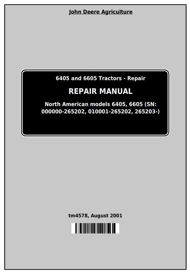 Pdf TM4578 John Deere 6605 Tractor (NA) Repair Service Manual