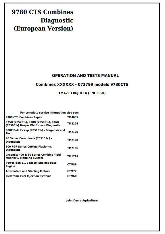 PDF TM4713 John Deere 9780 CTS Combine Diagnosis and Test Service Manual