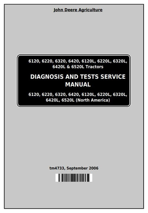 Pdf TM4733 John Deere 6120, 6220(L) 6320(L) 6420(L) 6520L Tractor Diagnosis and Test Service Manual