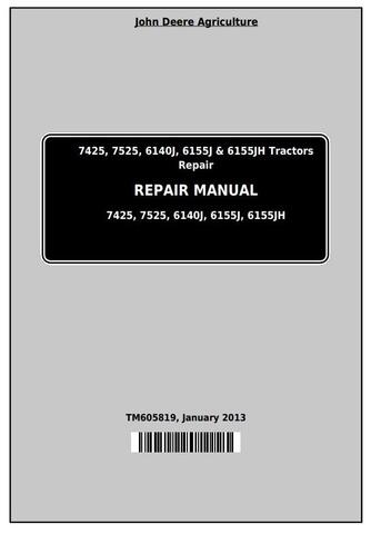 Pdf TM605819 John Deere 7425, 7525, 6140J, 6155J & 6155JH Tractor Repair Service Manual