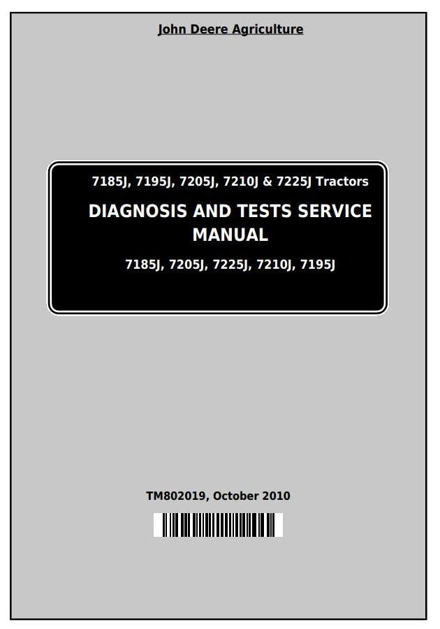 PDF TM802019 John Deere 7185J, 7195J, 7205J, 7210J, 7225J Tractor Diagnosis and Test Service Manual