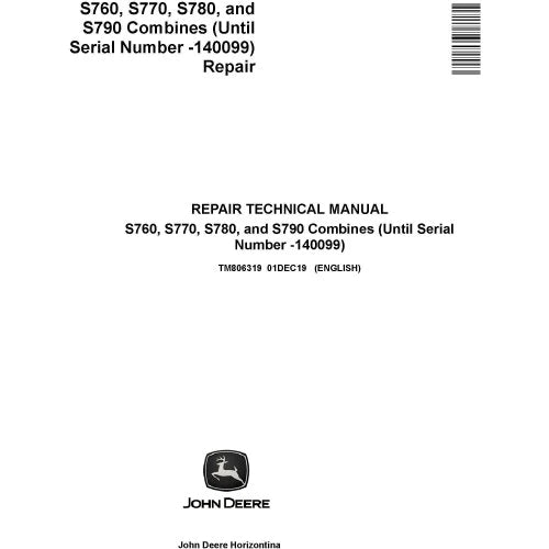 Pdf TM806319 John Deere S760 S770 S780 S790 Combine Service Repair Manual