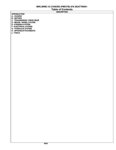 DOWNLOAD KOMATSU MWL/MWE-1A CHASSIS(PM037B) (US) FORKLIFT PARTS CATALOG MANUAL SN 2624776000-UP