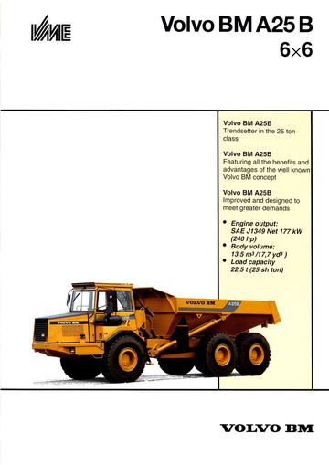 VOLVO BM A25B ARTICULATED HAULER SERVICE MANUAL 