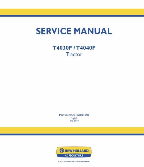 Download New Holland T4030F T4040F Tractor Service Manual